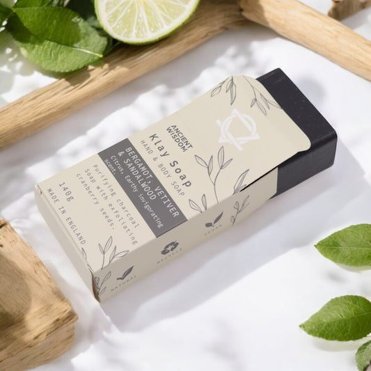 Savon d'Argile Aromathérapie à la Bergamote, au Vétiver et au Bois de Santal 145 g