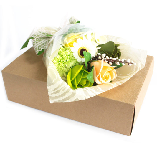 Bouquet of Green Soap Flowers for Gift with Box