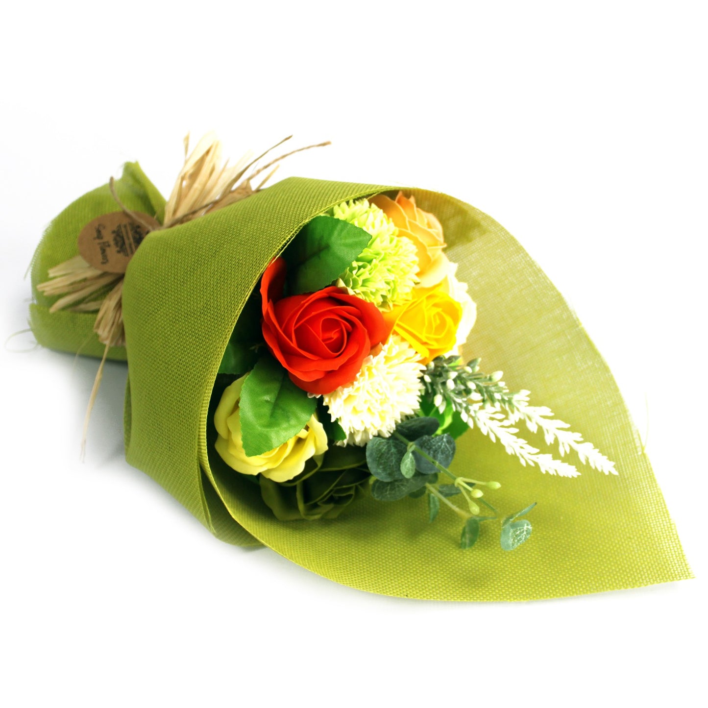 Bouquet of Green Yellow Soap Flowers for Gift