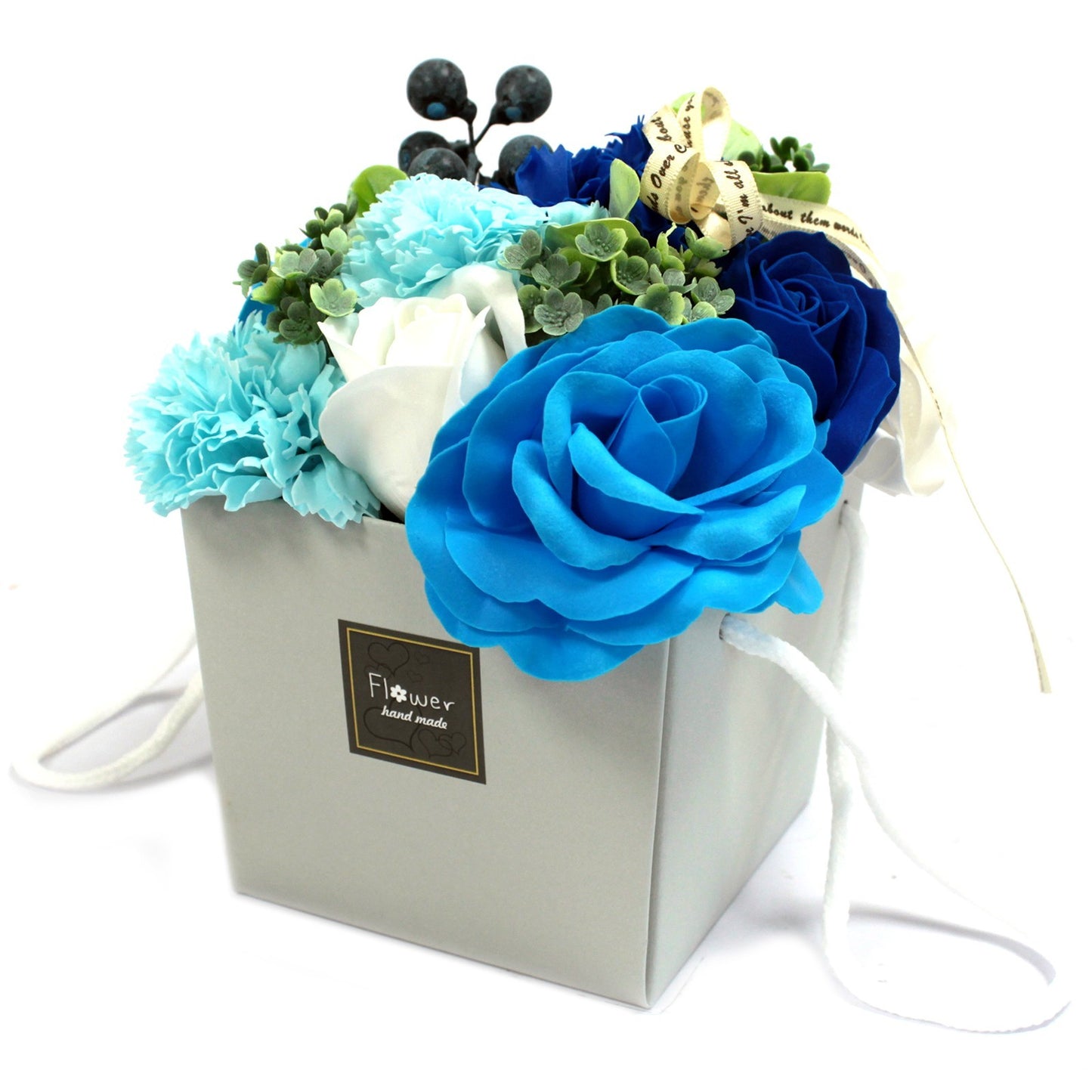 Gift bouquet of blue soap flowers