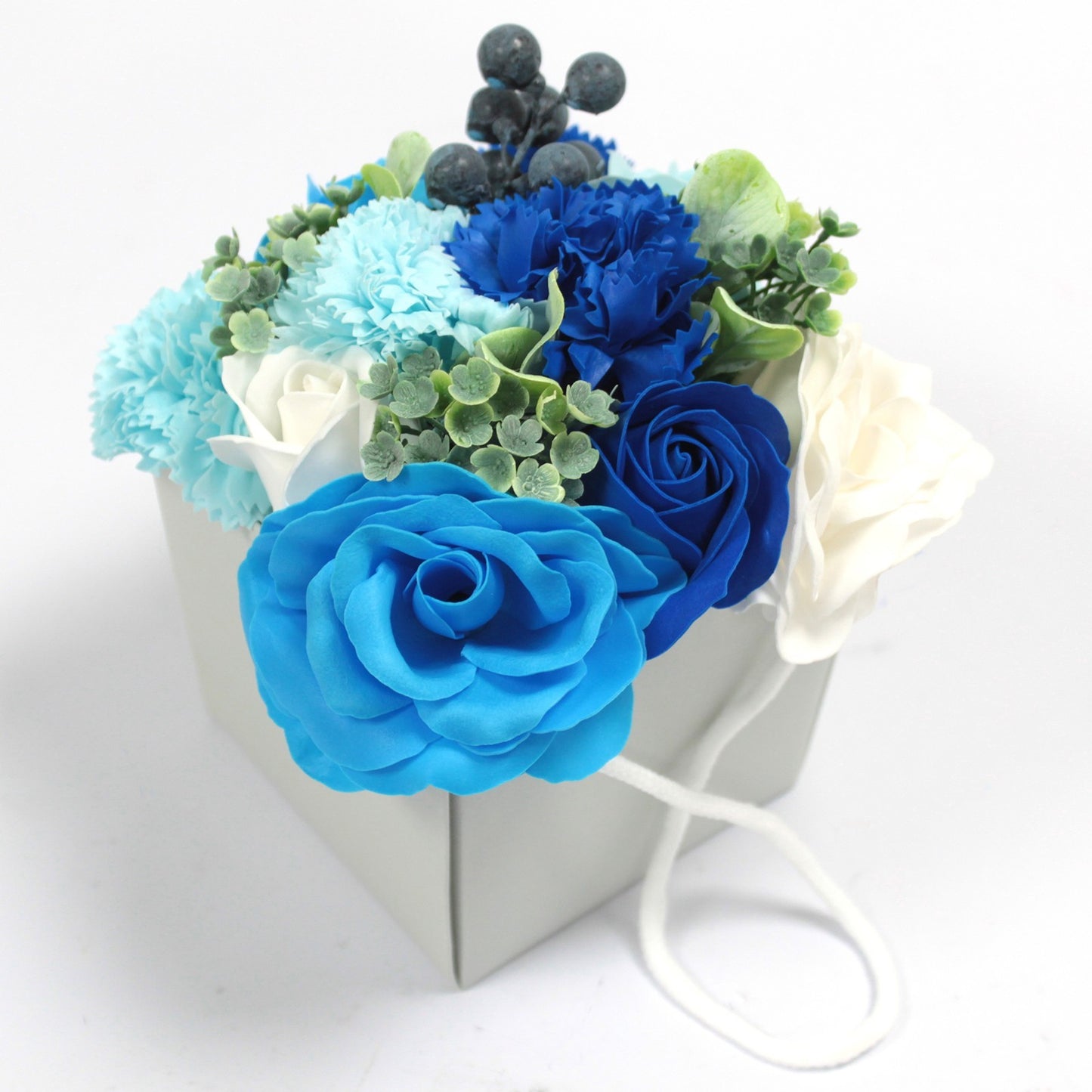 Gift bouquet of blue soap flowers