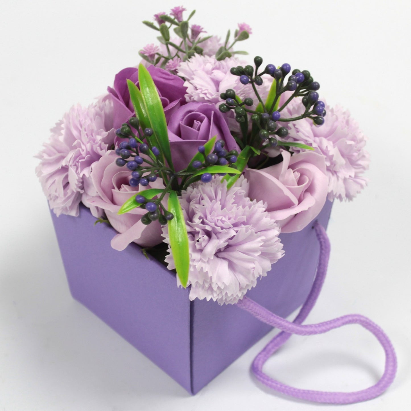 Gift bouquet of soap flowers Lavender Roses and Carnations