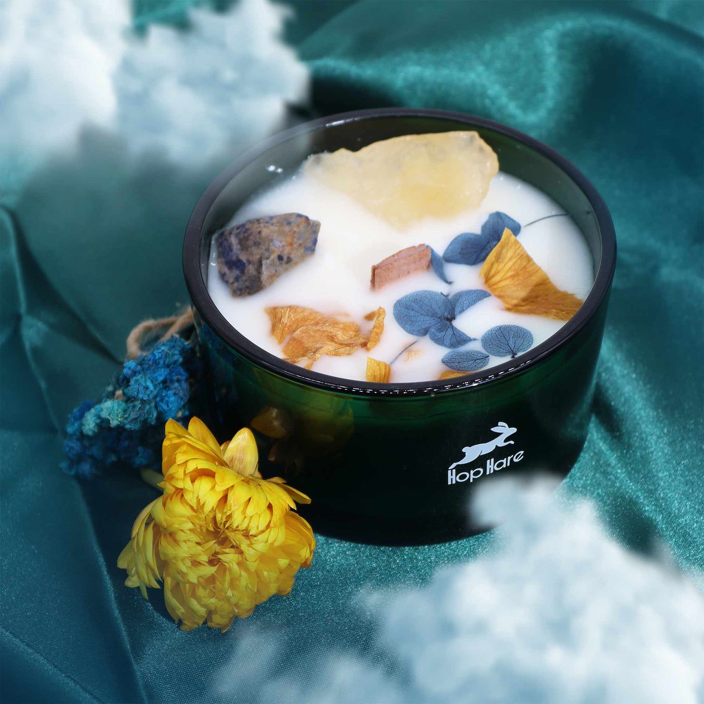 Bougie parfumée Hop Hare avec Citrine et Sodalite – Le Soleil