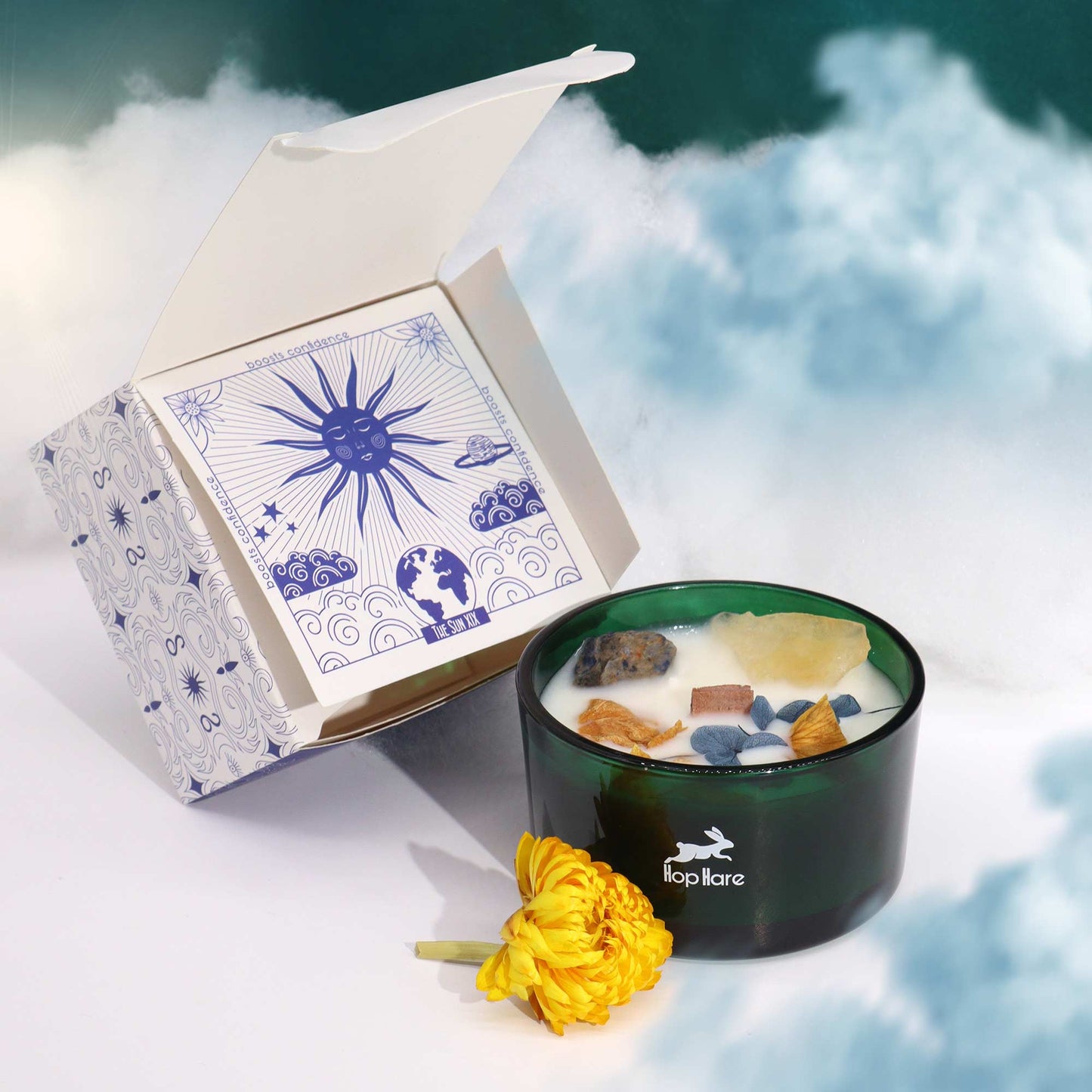 Hop Hare scented candle with Citrine and Sodalite – The Sun