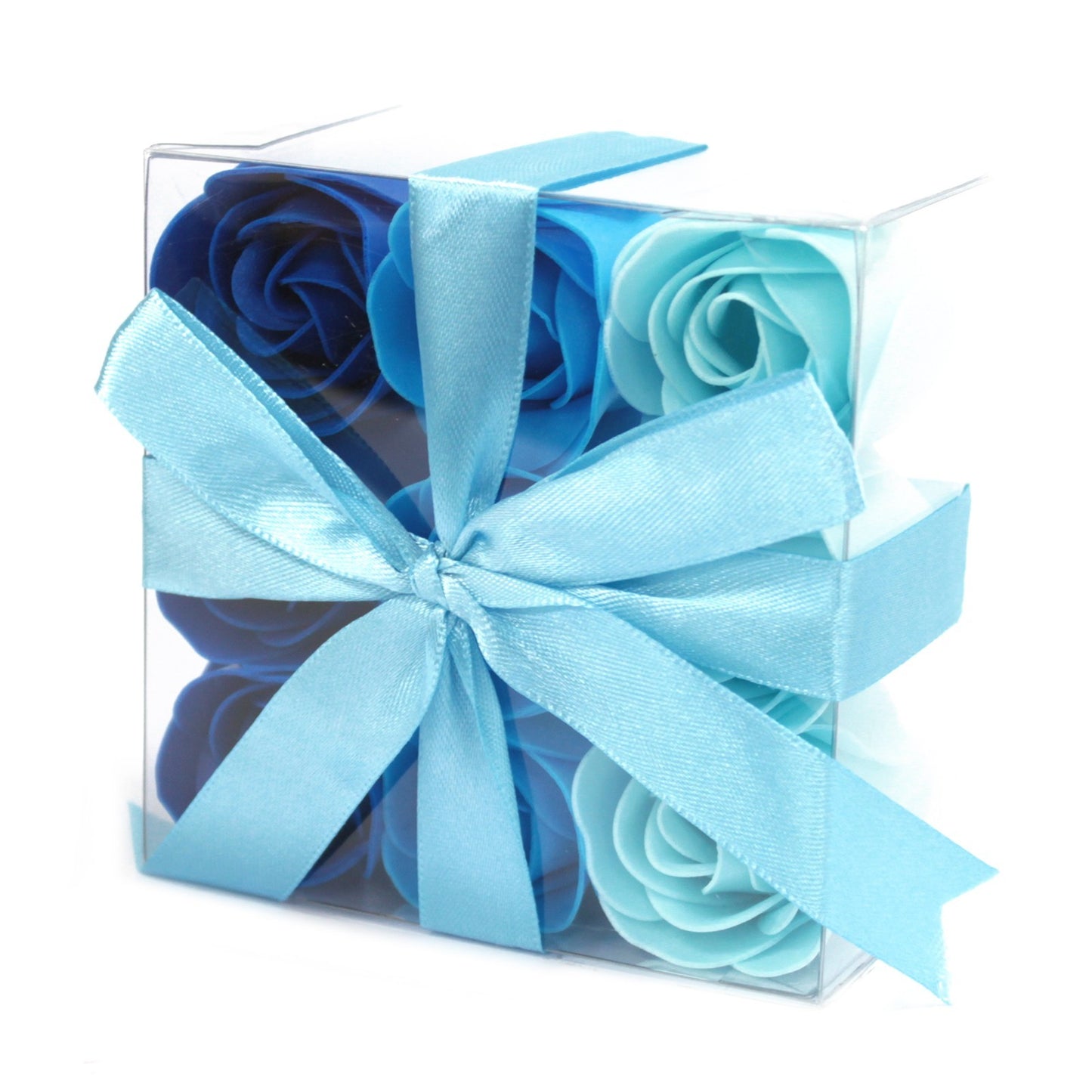 Luxury Gift Set of 9 Soap Flowers - Blue Wedding Roses