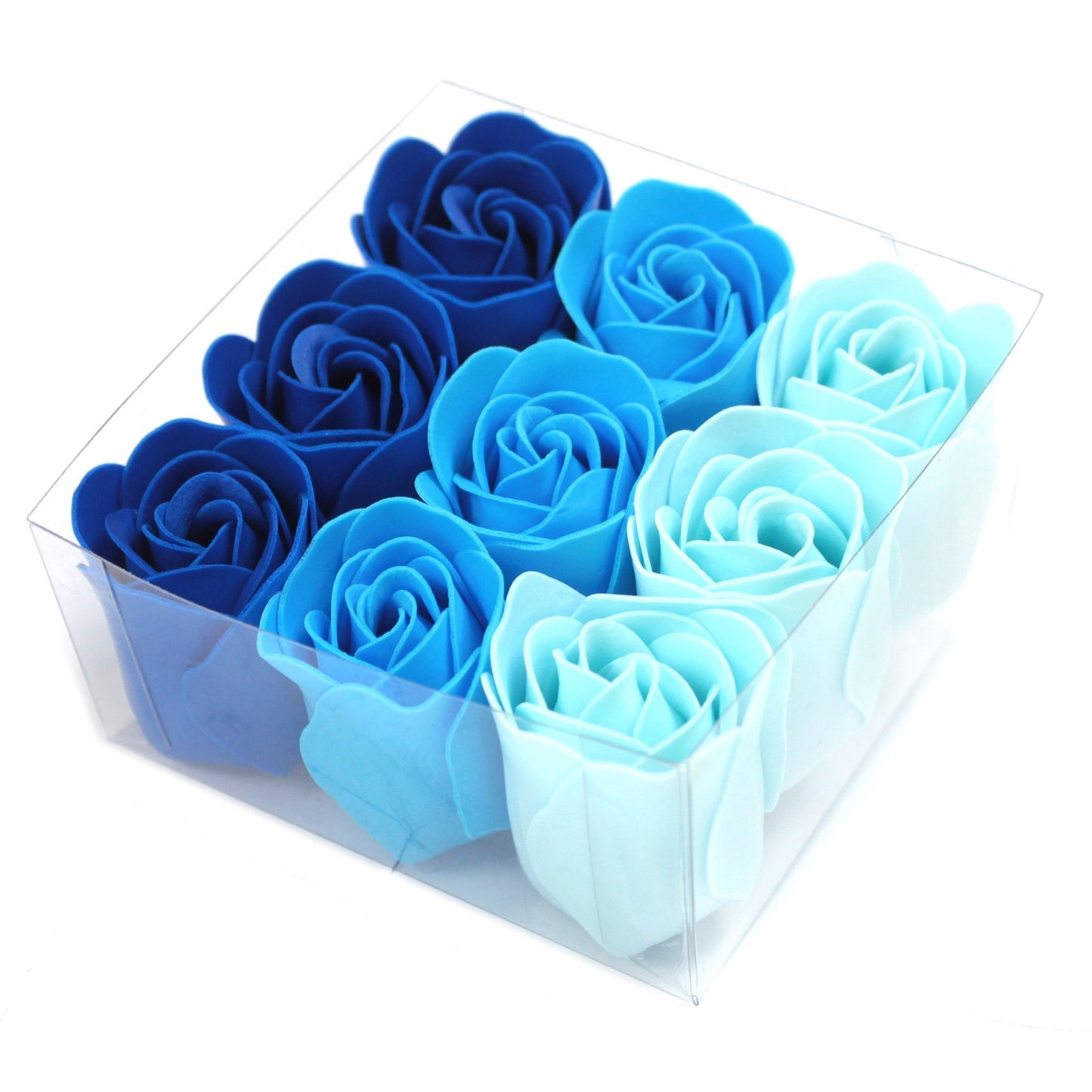 Luxury Gift Set of 9 Soap Flowers - Blue Wedding Roses