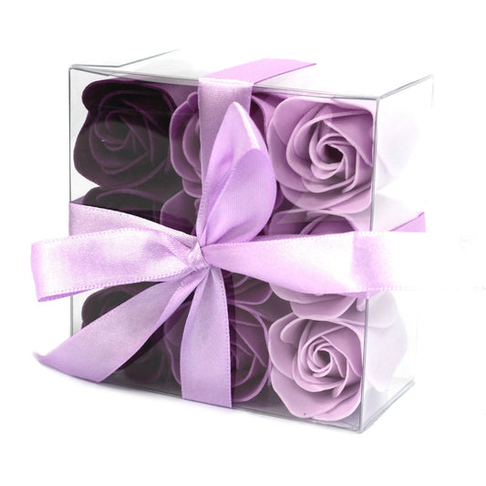 Luxury Gift Set of 9 Soap Flowers - Lavender Roses