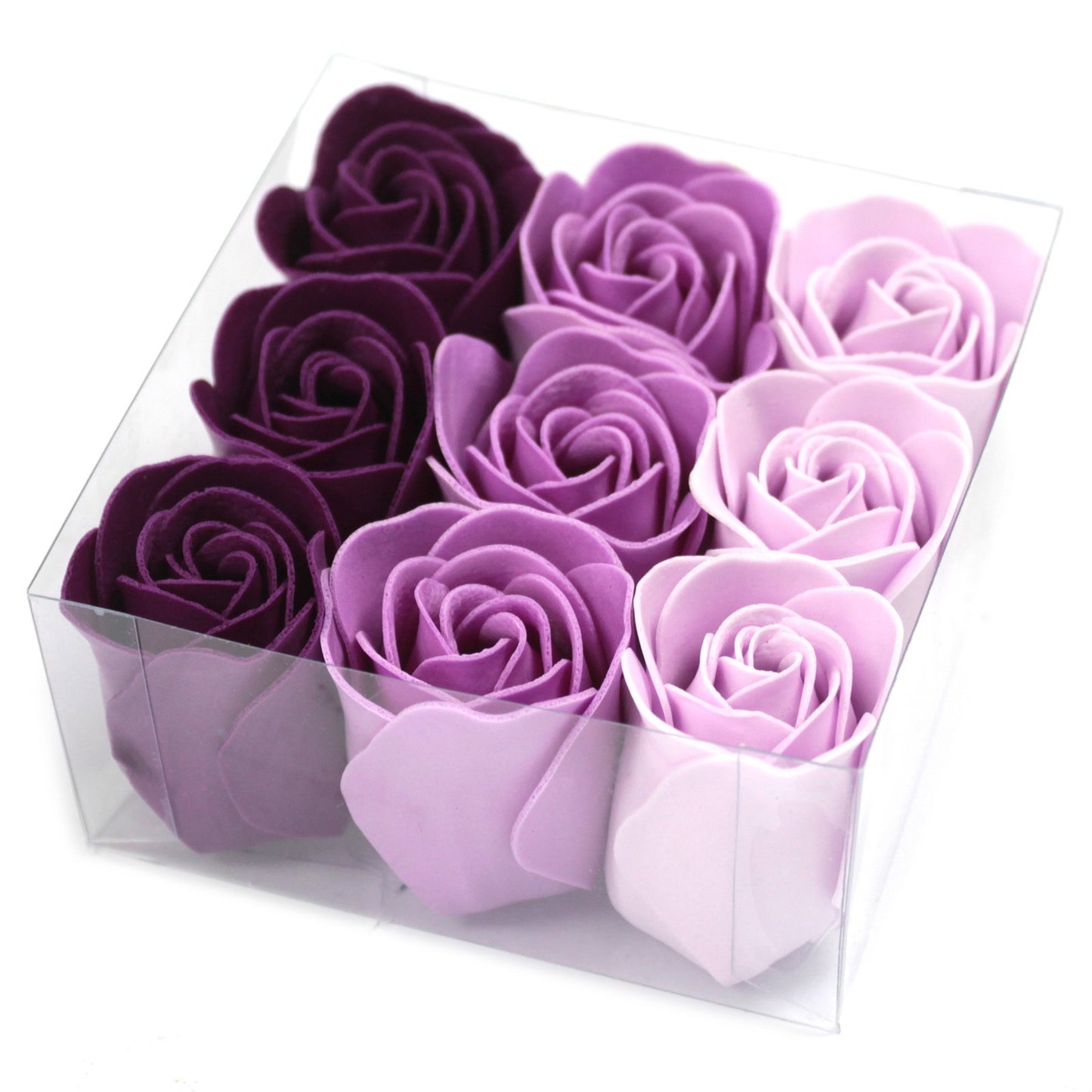 Luxury Gift Set of 9 Soap Flowers - Lavender Roses