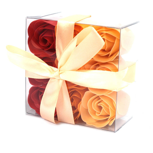 Luxury Gift Set of 9 Soap Flowers - Peach Roses