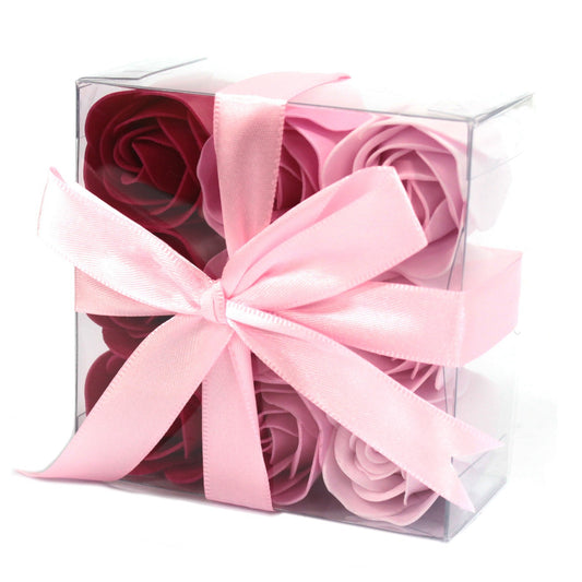 Luxury Gift Set of 9 Soap Flowers - Pink Roses