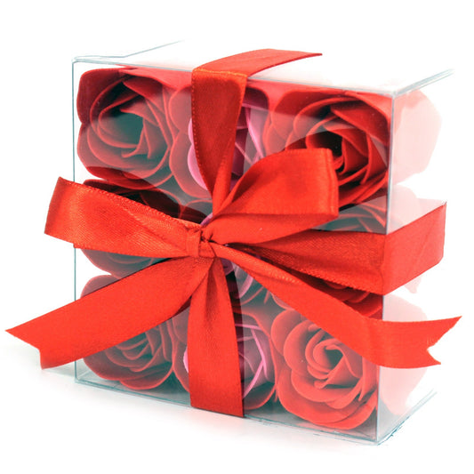 Luxury Gift Set of 9 Soap Flowers - Red Roses