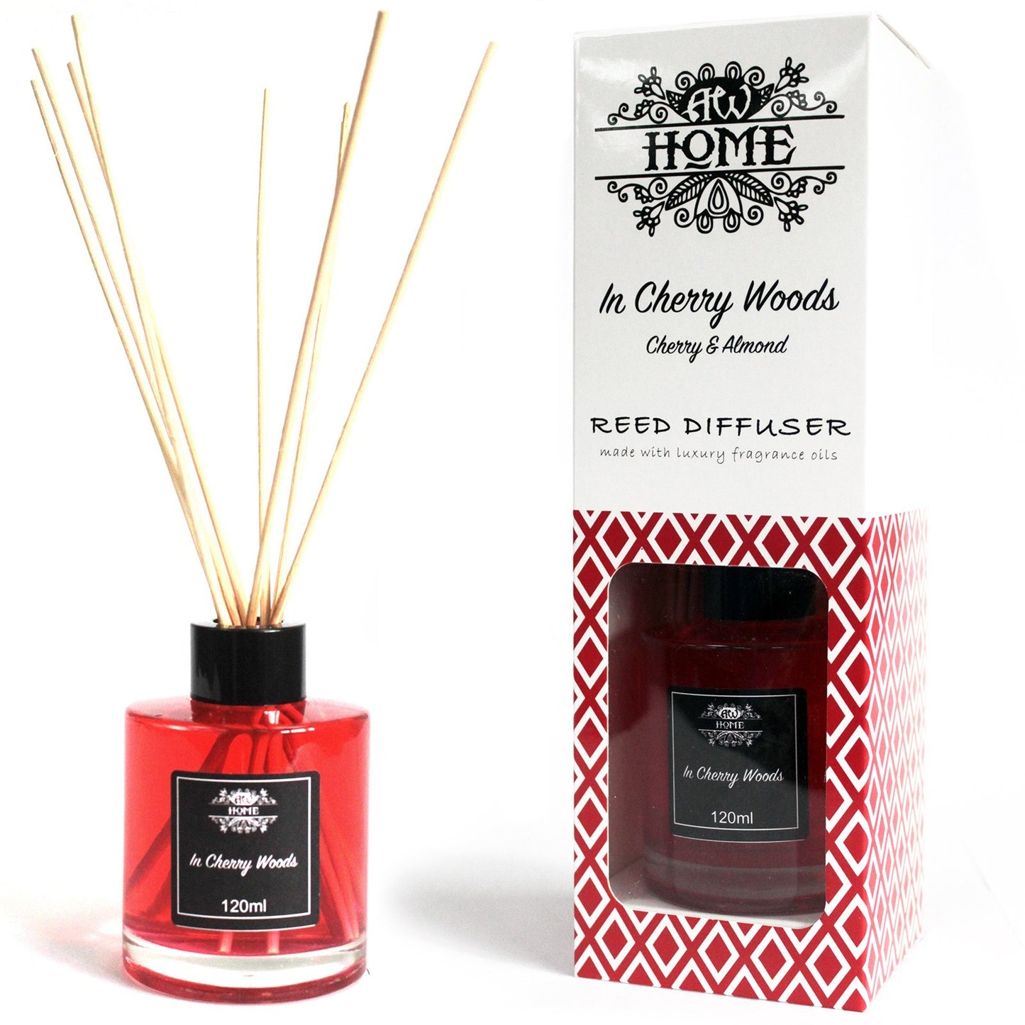 Luxury Reed Diffuser In Cherry Woods Cherry & Almond Fragrance 120 ml