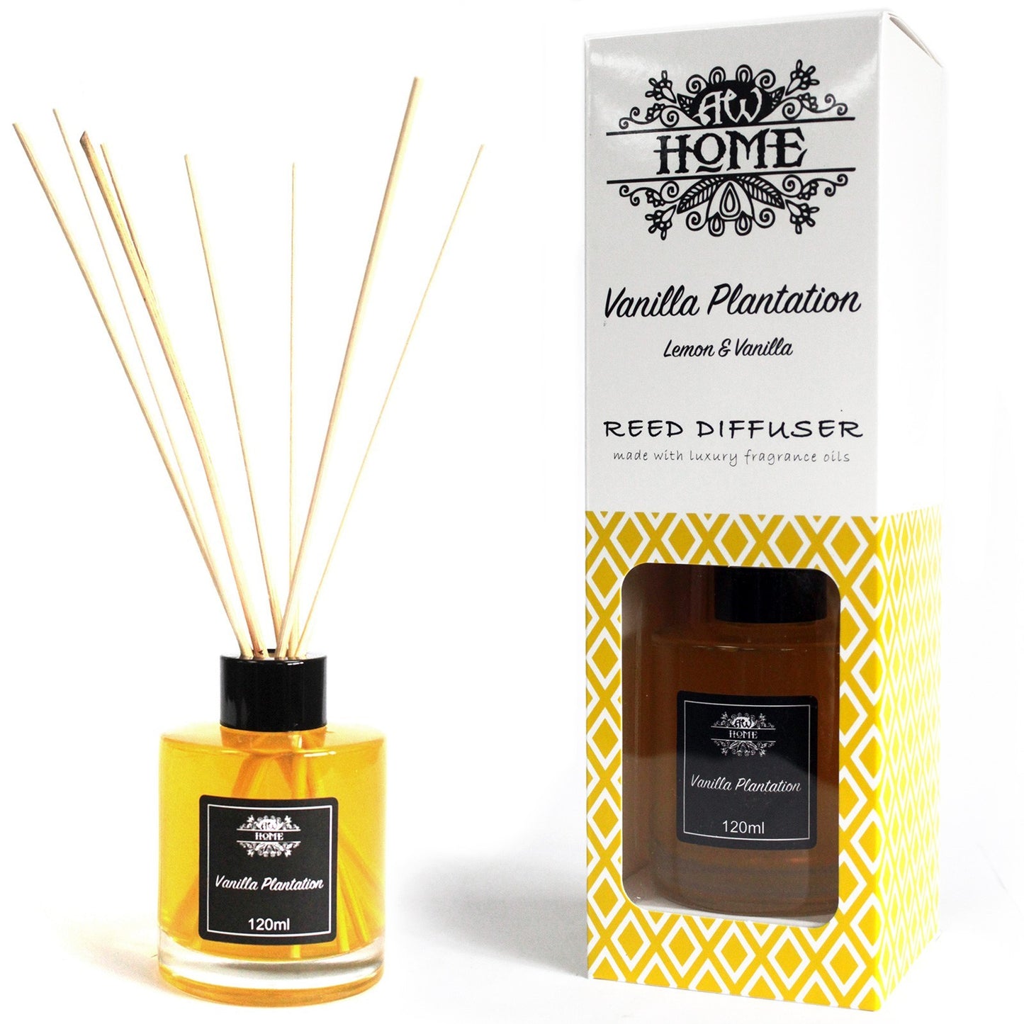 Luxury Reed Diffuser Vanilla Plantation Lemon & Vanilla Fragrance 120 ml