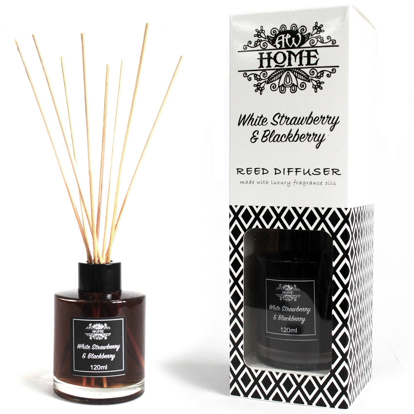 Luxury Reed Diffuser White Strawberry & Blackberry Fragrance 120 ml