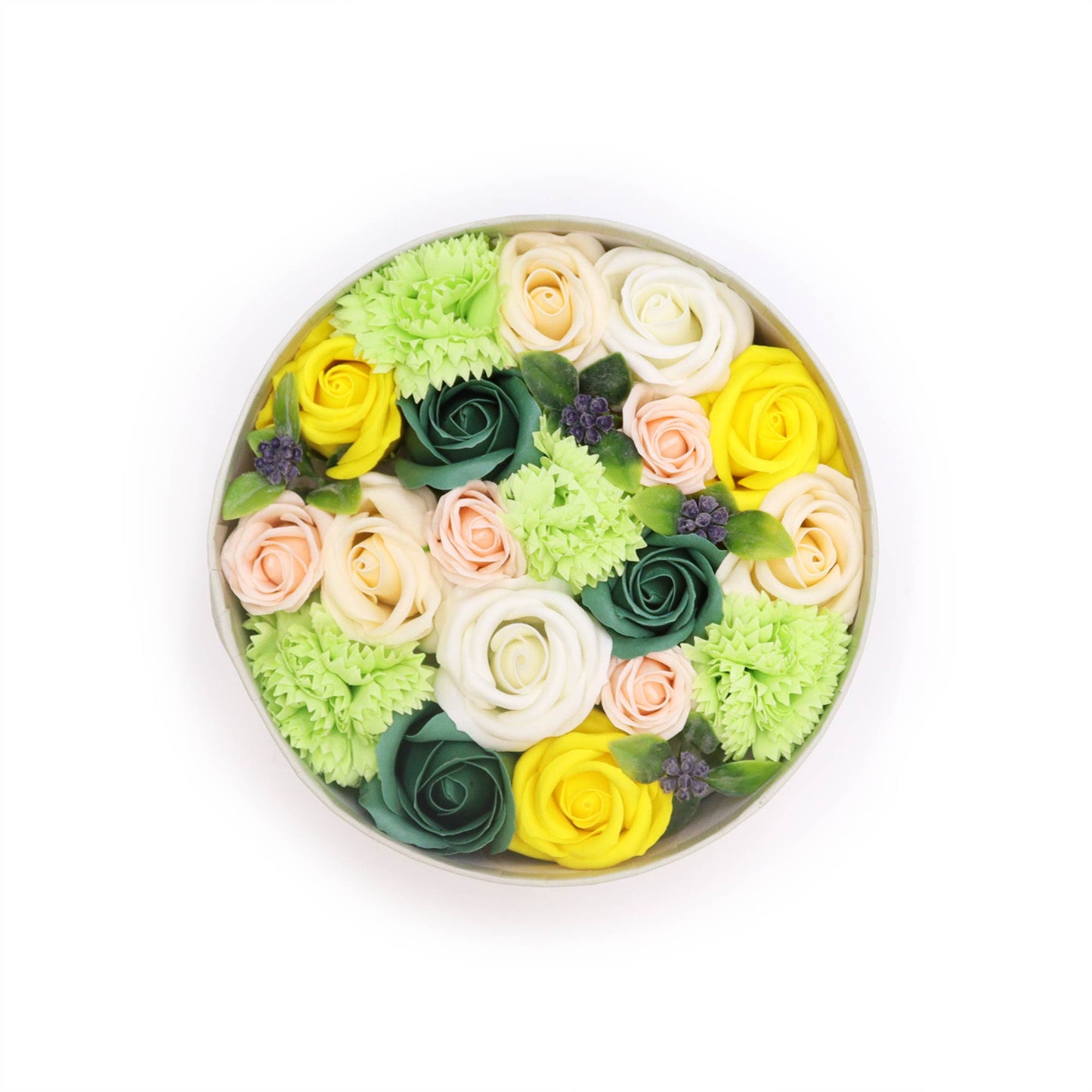 Mix of yellow & greens Roses in a luxury gift box