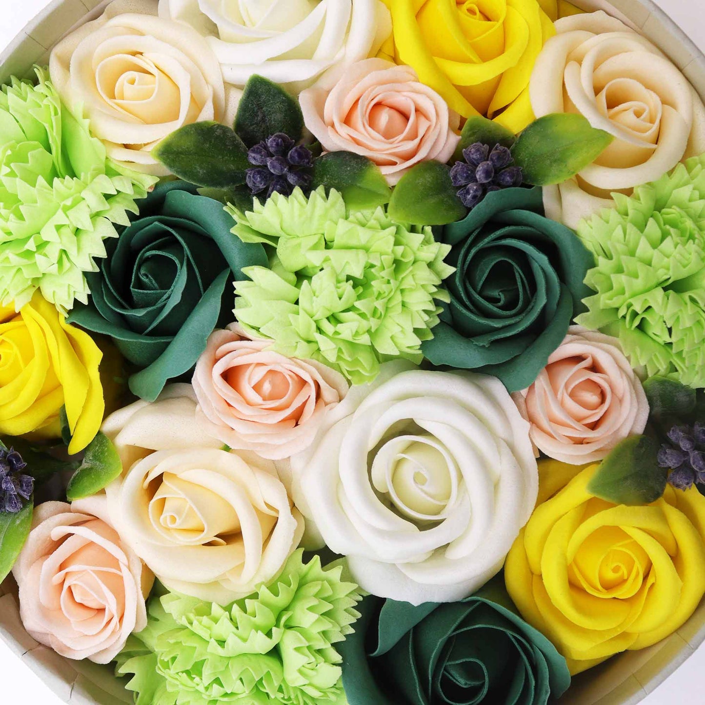 Mix of yellow & greens Roses in a luxury gift box