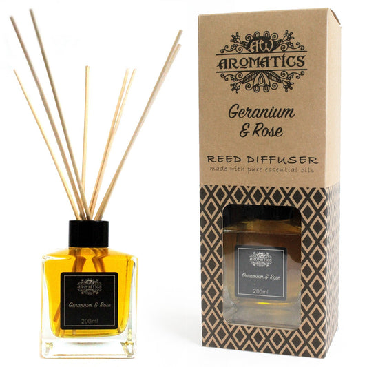 Reed Diffuser Geranium & Rose Fragrance with Essential Oils 200 ml