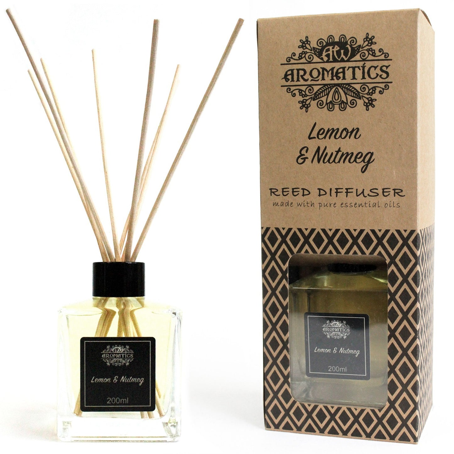 Reed Diffuser Lemon & Nutmeg Fragrance with Essential Oils 200 ml