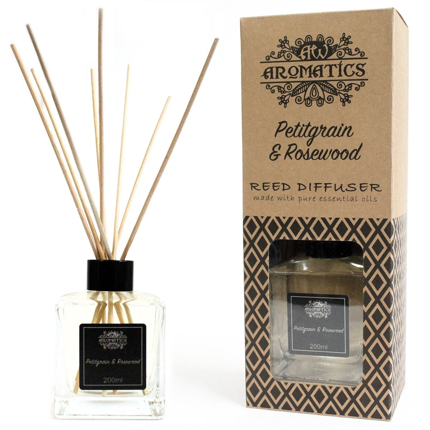 Reed Diffuser Petitgrain & Rosewood Fragrance with Essential Oils 200 ml